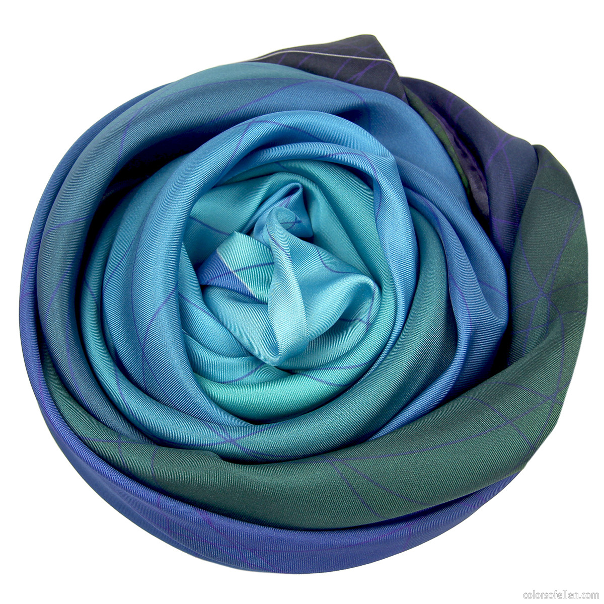 Exclusieve zijden sjaal, uniek grafisch | colorsofellen | Colorsofellen