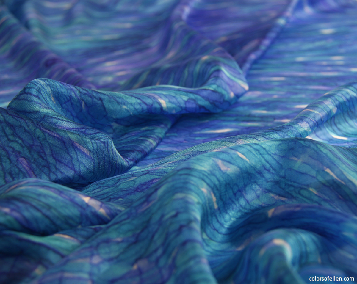 Hand painted silk scarf | blue | colorsofellen | Colorsofellen Shop