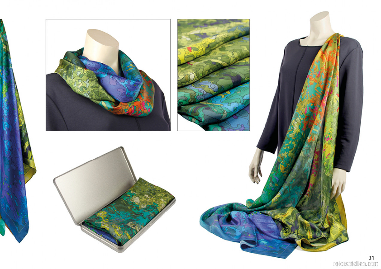 Accessoires Sjaals & omslagdoeken Sjaals gebaseerd op een schilderij van Monet Handgeschilderde sjaal Beschikbaar voor verzending. 