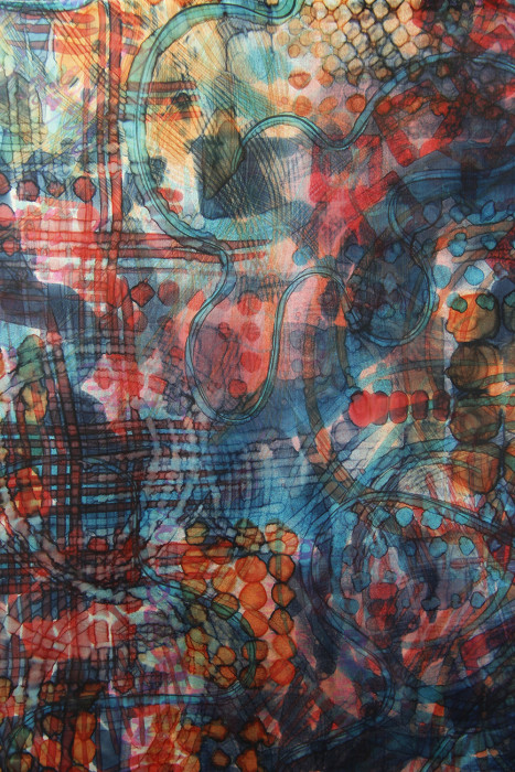 Zijden sjaal | Handbeschilderd | 180x90 cm | 100-303