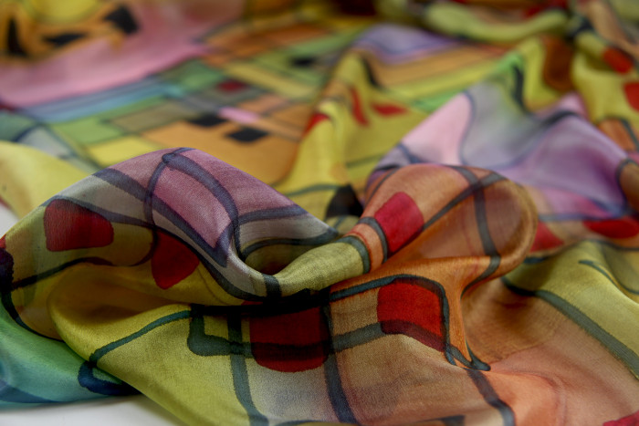 Zijden sjaal | Handbeschilderd | 180x90 cm | 100-313