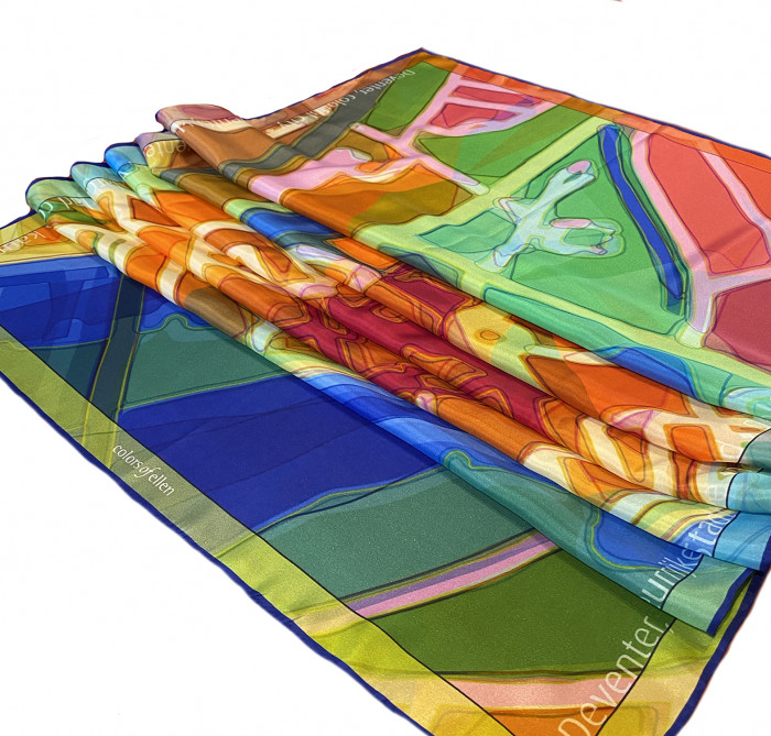  Silk scarf with artist impression of the map of Deventer | 800-999