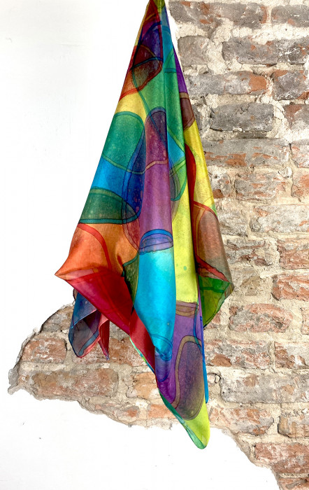 Zijden sjaal | Handbeschilderd | 180x90 cm | 100-354