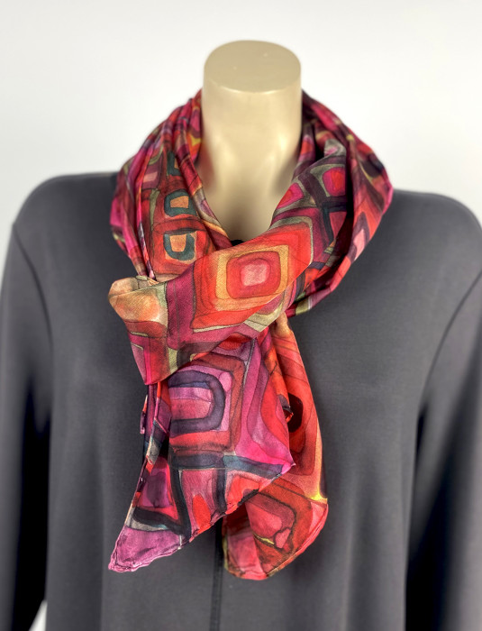 Zijden sjaal | Handbeschilderd | 180x45 cm | 100-356