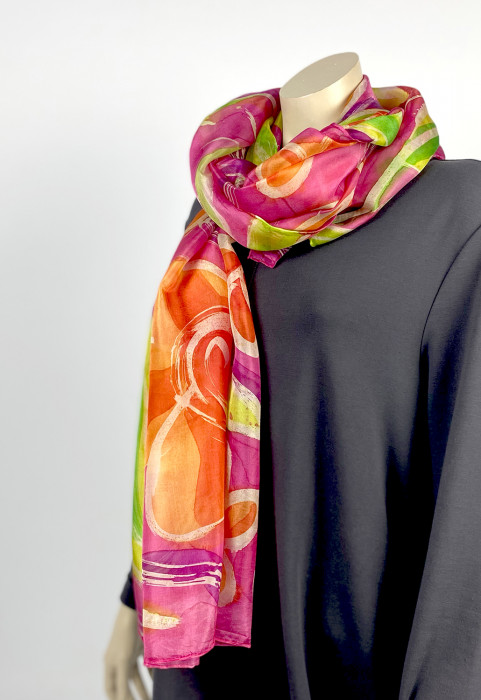 Zijden sjaal | Handbeschilderd | 180x90 cm | 100-361