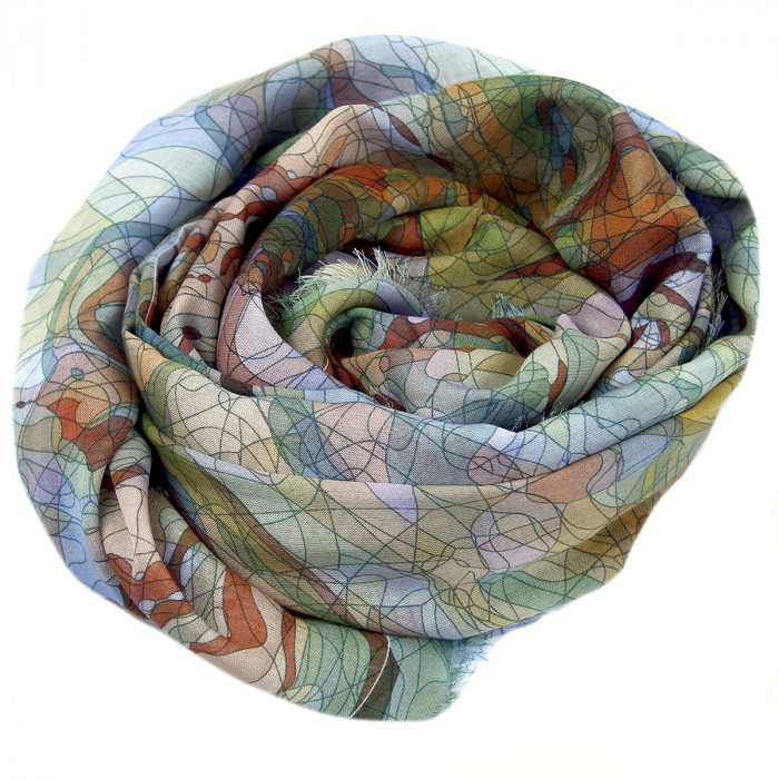 Zijden sjaal met grafische print | 1790-011