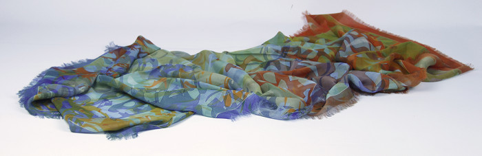 Zijden sjaal met grafische print | 1790-015