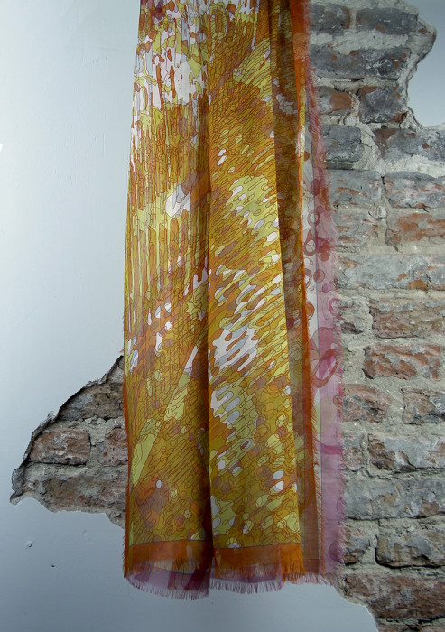 Zijden sjaal met grafische print | 1790-017
