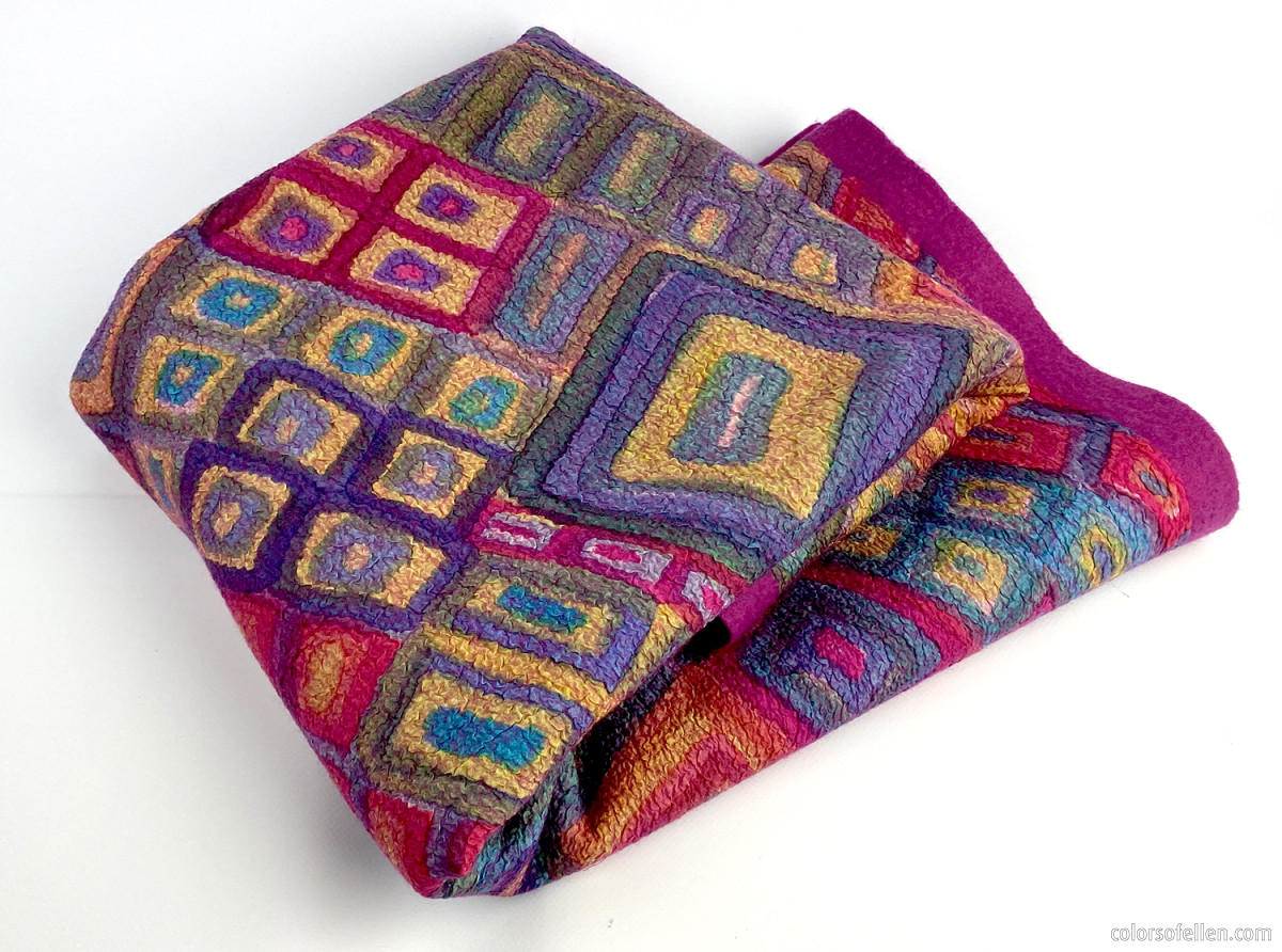 Pellen bestellen vroegrijp Grands foulard | wollen deken | zachte merinowol met zijde | rood en oranje  | Colorsofellen Shop