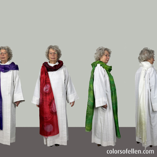 Zijden sjaals in 4 liturgische kleuren