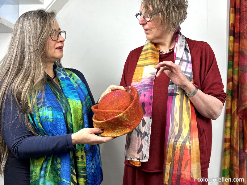 Silk painting meets hat making
