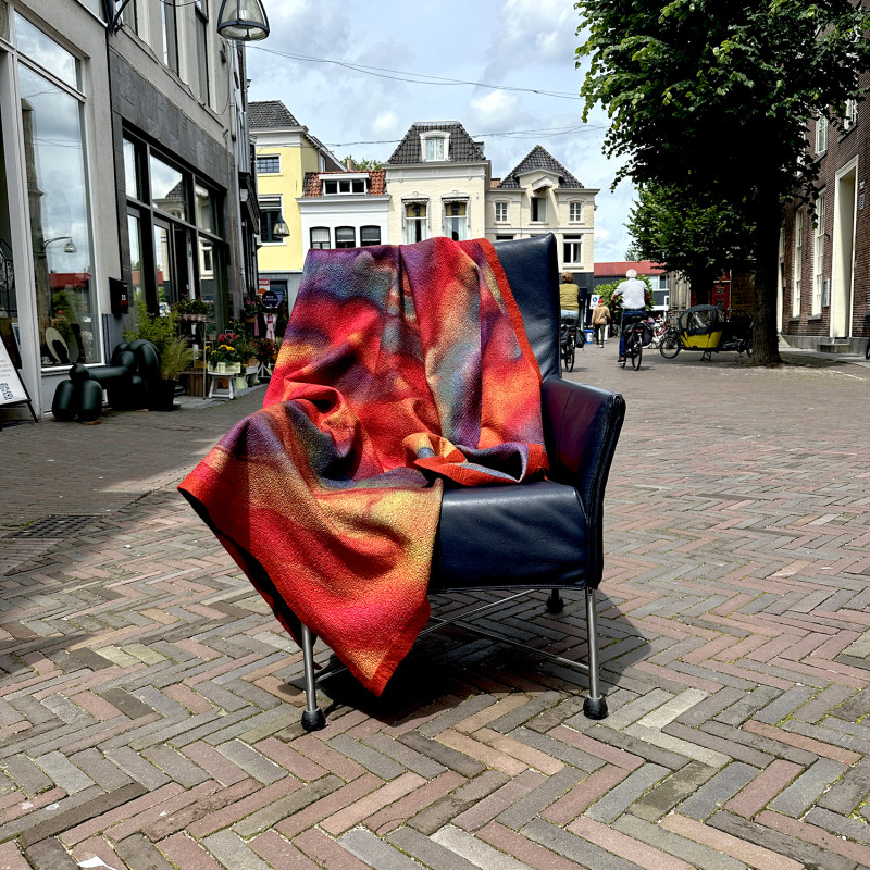Custom-made textile artwork in warm tones