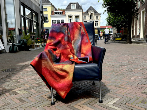 Custom-made textile artwork in warm tones