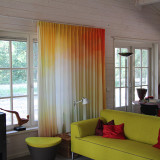 Gordijnontwerp voor een houten huis in het bos