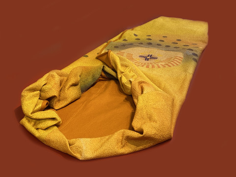 Farewell Shroud with Meaningful Drawing in Warm Yellow Tones