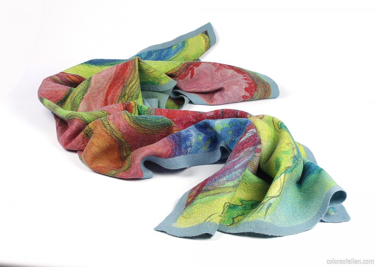 Laboratorium Afdaling Ondeugd Veelkleurige omslagdoek | merinowol en handbeschilderde zijde |  colorsofellen | Colorsofellen Shop