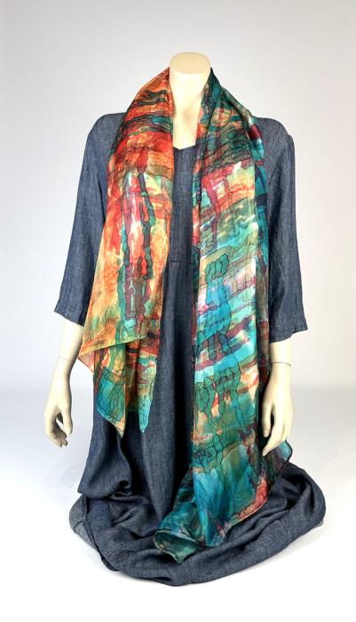 Zijden sjaal | handgeschilderd | 100-1042