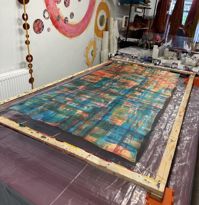 Zijden sjaal | handgeschilderd | 100-1042